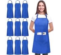 Utopia Kitchen Paquete de 10 baberos ajustables con 2 bolsillos (azul)