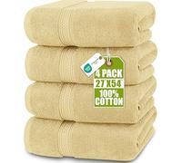 Utopia Towels - Juego de 4 Toallas de baño (69 x 137 cm), 100% algodón Hilado en Anillo, Secado rápido, Altamente absorbentes, Suaves al Tacto, Uso Diario (Beige)