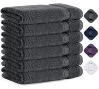 Utopia Towels - Juego de 6 Toallas de Mano (50 x 100 cm), Toalla Manos Altamente Absorbentes con Gancho, 100% Algodón (Gris)