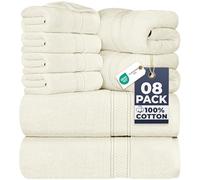 Utopia Towels - Juego de 8 Toallas de algodón con Colgador - 2 Toallas de baño, 2 Toallas de Mano y 4 paños de Lavado - (Marfil)