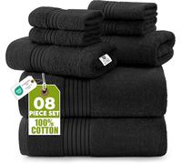 Utopia Towels Juego de Toallas de 8 Piezas, 2 Toallas de baño, 2 Toallas de Mano y 4 paños de Lavado, 100% algodón Hilado en Anillo, Toallas Altamente absorbentes para baño, Deportes y Hotel (Negro)