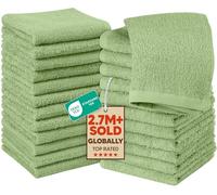 Utopia Towels - Juego de Toallas de Algodón - 100% Algodón Ring Spun, Altamente Absorbentes, Toallas Faciales Suaves (30 x 30 cm) (24 Paquetes, Verde Salvia)