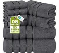 Utopia Towels - Juego de Toallas de Lujo de 8 Piezas, 2 Toallas de Baño, 2 Toallas de Mano y 4 Paños de Lavado, Juego de Toallas Altamente Absorbentes 97% Algodón Ring Spun (Gris)