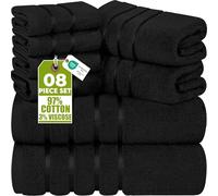 Utopia Towels - Juego de Toallas de Baño 8 Piezas (Negro) | Juego de 8 piezas de 97% algodón Ring Spun, suave, absorbente, secado rápido y lavable a máquina para uso diario.