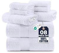 Utopia Towels: Juego de Toallas Premium de 8 Piezas, 2 Toallas de baño, 2 Toallas de Mano y 4 Paños de Lavabo. Algodón. para hogares, Hoteles y Spas y Super Absorbentes (Blanco)