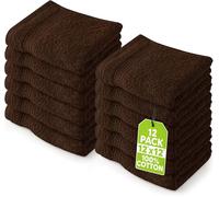 Utopia Towels - Juego de Toallas Premium (30 x 30 cm, Marrón) 100% algodón para la Cara, Toallas Altamente absorbentes y de Tacto Suave para la Punta de los Dedos (Paquete de 12)