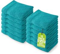 Utopia Towels - Juego de Toallas Premium (30 x 30 cm, Turquesa) 100% algodón para la Cara, Toallas Altamente absorbentes y de Tacto Suave para la Punta de los Dedos (Paquete de 12)