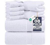 Utopia Towels - Juego de Toallas Premium de 8 Piezas, 2 Toallas de Baño, 2 Mano y 4 Toallitas - Algodón - para Casas, Hoteles y Spas, Altamente Absorbentes (Blanco)
