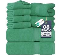 Utopia Towels - Juego de Toallas Premium de 8 Piezas, 2 Toallas de baño, 2 Toallas de Mano y 4 toallitas - Algodón - Calidad del Hotel, súper Suave y Altamente Absorbente (Verde Cazador)
