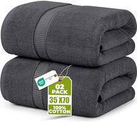Utopia Towels - Pack de 2 Toallas de Baño Jumbo de Lujo (90 x 180 CM) - 100% Algodón Ring Spun, Altamente Absorbente, Suave y de Secado Rápido (Gris)