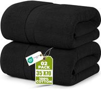 Utopia Towels - Pack de 2 Toallas de Baño Jumbo de Lujo (90 x 180 CM, Negro) - 100% Algodón Ring Spun, Altamente Absorbente, Suave y de Secado Rápido(Negro)