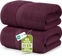 Utopia Towels - Pack de 2 Toallas de Baño Jumbo de Lujo (90 x 180 CM, Negro) - 100% Algodón Ring Spun, Altamente Absorbente, Suave y de Secado Rápido (Borgona)