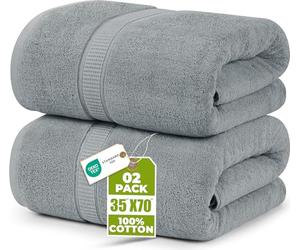 Utopia Towels - Pack de 2 Toallas de Baño Jumbo de Lujo (90 x 180 CM, Negro) - 100% Algodón Ring Spun, Altamente Absorbente, Suave y de Secado Rápido(Gris frío)