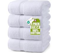 Utopia Towels Toallas de Baño Algodón, Paquete de 4, 69x137cm, Blanco | Toallas de algodón hilado en anillo, ligeras y de primera calidad: muy absorbentes, de secado rápido y tacto suave