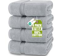 Utopia Towels Toallas de Baño Algodón, Paquete de 4, 69x137cm, Gris Frio | Toallas de algodón hilado en anillo, ligeras y de primera calidad: muy absorbentes, de secado rápido y tacto suave