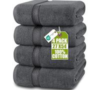 Utopia Towels Toallas de Baño Algodón, Paquete de 4, 69x137cm, Gris | Toallas de algodón hilado en anillo, ligeras y de primera calidad: muy absorbentes, de secado rápido y tacto suave