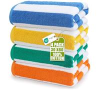 Utopia Towels - Toallas Playa Grandes 76 x 152 cm (Paquete de 4) (Azul, Amarillo, Verde y Naranja)