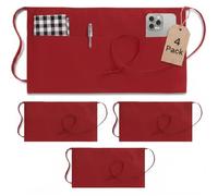 Utopia Wear Delantal corto de 3 bolsillos en la cintura [4 unidades] Delantal corto para camarera para hombres y mujeres, cocina, restaurante, barbacoa, Rojo -, 24x12 Inch (4-Pack)