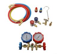 UTTASU Juego de manómetro de aire acondicionado para R410A R404A R134A, dispositivo de prueba con 3 mangueras, herramienta de medición de presión para el mantenimiento y llenado de CA del coche (C)