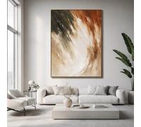 UUDEZO Pintura al óleo abstracta vertical en tonos tierra, arte mural texturizado verde, decoración moderna para habitaciones tranquilas (90x110cm (35x43 pulgadas)