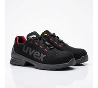 Uvex 1 Duo Low Shoe S1 - Zapato de seguridad para zonas ligeras - deportivo, ligero y flexible - negro, rojo - talla 45