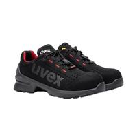 Uvex 1 Duo S1 - Zapatillas de Seguridad para Zonas Ligeras, Deportivas, Ligeras y Flexibles, Negro Rojo, 42 EU