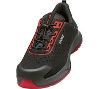 Uvex 1 x Craft S1 PL FO SC SR Zapatos de seguridad especialmente ligeros Zapatos planos perforados Deportivo Puntera protectora sin metal Ancho 11, negro rojo, 42 EU