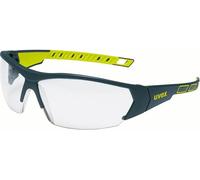 Uvex i-works - Gafas de protección de diseño deportivo, lente panorámica transparente, tratamiento antivaho, antiarañazos, protección UV-400, sin metal, EN 166 EN 170
