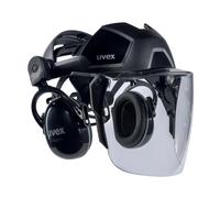 uvex pheos faceguard con visera y protección auditiva, Negro