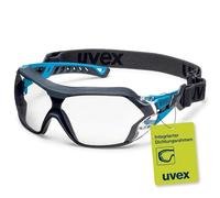 Uvex pheos nxt guard Gafas de seguridad con protección UV 100%, sin condensación, exteriores extremadamente resistentes a los arañazos y sin metales, con diadema, transparente, azul/antracita