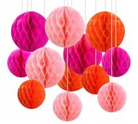 UWJOWP 12 Piezas Pompones de Papel decoración Bola de Nido Plegables Flores Decoracion Cumpleaños/Boda/Nacimiento/Navidad, Balls-Colorful Shade | Poms para decoración de cumpleaños, boda y graduación