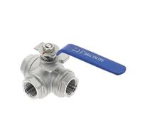 UWUKCJOKQ Válvula de Bola Tres vías Acero Inoxidable 304, Tipo L, T, 1/4", 3/8", 1/2", 3/4", 1", DN8, DN10, DN15, DN20, DN25, Rosca Hembra(T Type,DN40)
