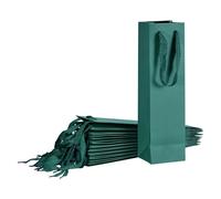 uxcell Bolsas de vino, 24 unidades, verde oscuro, 4 x 4 x 14 pulgadas, bolsas de regalo de vino con asas, bolsa de papel para vino, para boda, cumpleaños, Navidad, suministros de fiesta