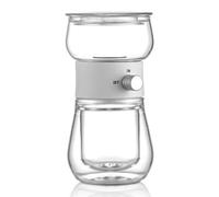 Uxsjakjsd Tetera de Vidrio de 240 Ml con Apertura con una Sola Tecla, Filtro de Acero Inoxidable e Infusor de Viaje, Ideal para Preparar Té Al Vapor.