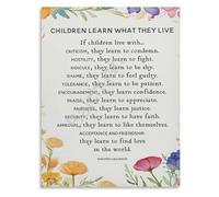UYCUODLUY Create Conversation Learn What They Live Poem Quote Canvas Poster for Family Room and Bedroom Wall(Framed,16x24inch(40x60cm))