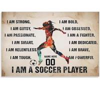UYCUODLUY Soccer Player Birthday Gift Poster I Am A Football Player Fill In Name for Daughter Kid(Framed,12x18inch(30x45cm))