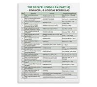 UYCUODLUY Top 20 Excel Formulas for Finance Professionals Poster Logical Tests Nested IF AND OR TRUE FALSE Wall Hanging(Unframed,16x24inch(40x60cm))