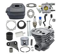 UYTGFO Ajuste for Husqvarna 55 51 motosierra 501766605 503218202 503281504 503609171 46mm cilindro carburador escape silenciador pistón Kit de reparación
