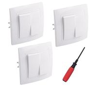 UYUYong 3 Piezas Interruptor de Pared con Bolígrafo de Rosca 10a 250v Interruptor de luz Blanco con Tacto Sin Tornillos Doble Conmutador para Escaleras Corredor Dormitorio (Blanco)