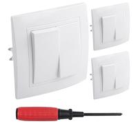 UYUYong 3 Piezas Interruptor de Pared con Bolígrafo de Rosca Interruptor de Serie Empotrado 10A 250V Conmutador Interruptor Pared Doble Light Switch, para Escaleras Corredor Dormitorio - Blanco