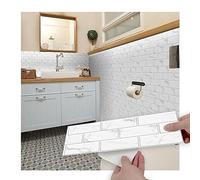 Uziqueif Pegatinas Azulejo Adhesivos para Suelos y Paredes - 6 Piezas 15x30 cm PVC Adhesivos para Azulejos, Decoración de Pared Adhesivo Impermeable para Azulejos de baño y Cocina,Piano White