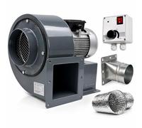 UZMAN Ventilador radial OB200M con regulador de velocidad de 600 vatios, brida cuadrada-redonda de 4, y tubo flexible de aluminio, ventilador centrífugo, ventilador de aspiración, ventilador radial