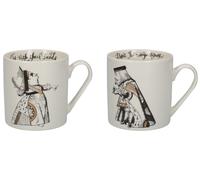 V&a alice in wonderland juego de 2 tazas de lata, porcelana, white bla