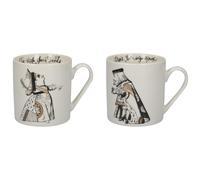V&A Alicia en el país de las maravillas - Juego de taza en caja de regalo, porcelana, Oro blanco y negro, 350 ml, Set of 2