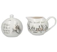 V&A Juego de Azucarero y Cremera Alicia en el País de las Maravillas, Tazón de Porcelana y Jarra de Leche en Caja de Regalo de Lujo