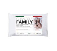 V.I.P. Very Important Pillow Cojín Family con Falda cardada de Fibra 100% Copos de poliéster, 45 x 75 cm, Altura Media, Ideal para Toda la Familia, Blanco, Altura Media, 100% poliéster