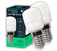 V-TAC 2x Bombilla LED para Nevera y Lámparas - E14-2W - 180 Lumen - Pequeñas Bombillas LED T26 para Máxima Eficiencia y Ahorro Energético - Blanco Cálido 3000K