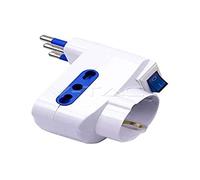 V-TAC - Adaptador múltiple triple Schuko con toma alemana y tomas de corriente estándar italiana, interruptor luminoso-sku 8716