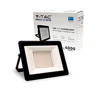 V-TAC Faro blanco frío de 50 W con chip Samsung y conector directo[última generación] - IP65 - 4000 lúmenes - Proyector LED exterior color negro - Impermeable-6500 K luz