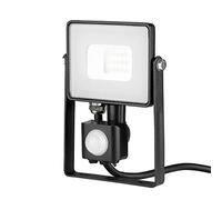 V-TAC Faro LED chip Samsung 10 W con sensor de movimiento y crepuscular e interruptor manual de bloqueo color negro 4000 K IP65